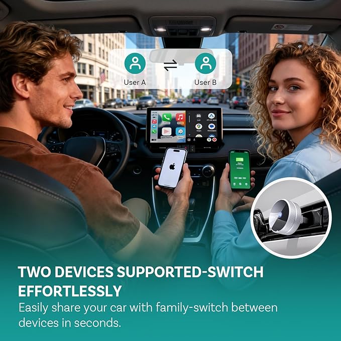 OTTOCAST Mini Tube 2026 Wireless CarPlay & Android Auto Adapter, 5GHz WiFi Auto Connect, Plug & Play for iPhone & Android, Stable Performance, Premium Aluminum Design