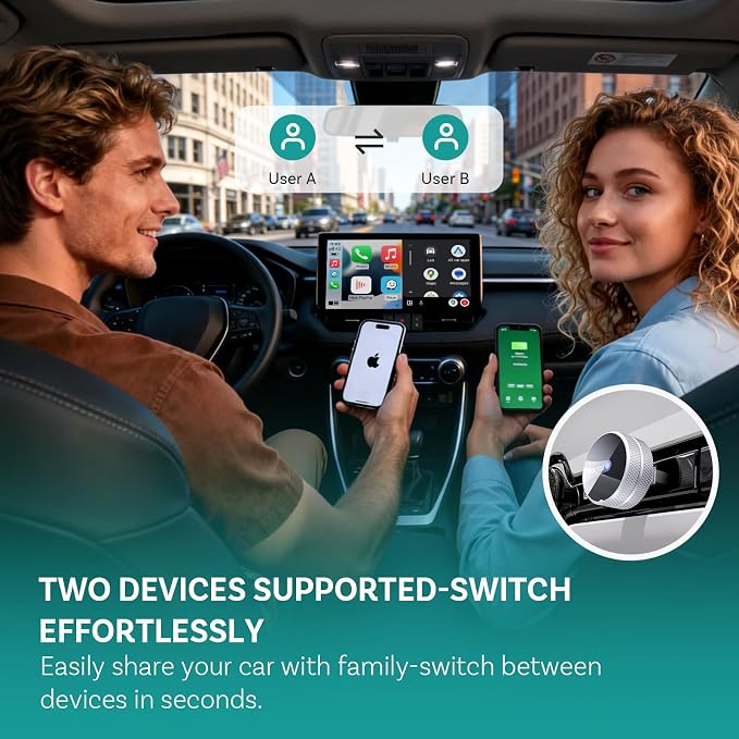 OTTOCAST Mini Tube 2026 Wireless CarPlay & Android Auto Adapter, Plug & Play Auto Connect, 5GHz WiFi Stable Performance, Compatible with iPhone & Android, Premium Aluminum Build