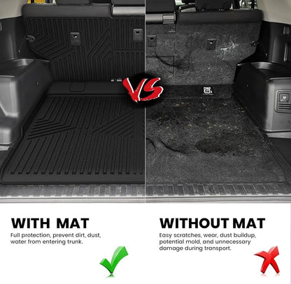 LASFIT Cargo Mat for Toyota 4Runner 2010-2024 (Only Fit 5-Seats) Back Seat Protector for 5th gen 4Runner Seater Accessories (Fit W/O Sliding Cargo Tray, Rear Backrest Mats+Rear Trunk Mat)