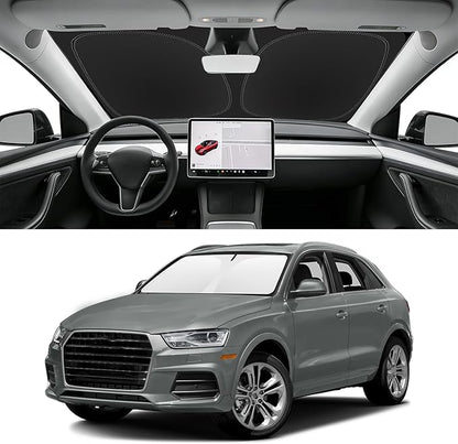 Custom Fit Windshield Sun Shade for Audi Q3 2015-2018, Blocks UV & Heat, Front Window Sunshade Accessories, Easy Fold & Store Keep Your Car Cooler
