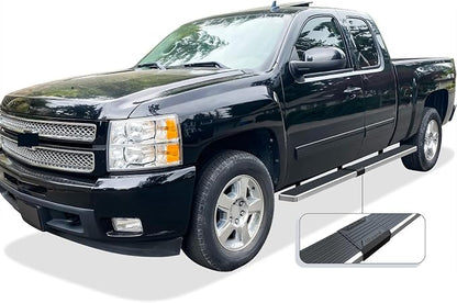 APS (Silver 6in Wheel to Wheel 304 Stainless Steel) Running Boards Nerf Bars Side Steps Compatible with Chevy Silverado GMC Sierra 1500 2500 1999-2013 Double Cab 6.5ft Bed & 2500HD 3500 2001-2014