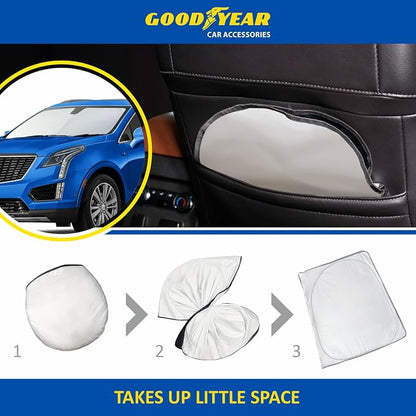 Goodyear Foldable Windshield Sunshade for Cadillac XT5 2017-2026, Truck car Accessories, Sunshade Cover, Sun Shade Car Windshield, Window Sun Blocker - GY008362