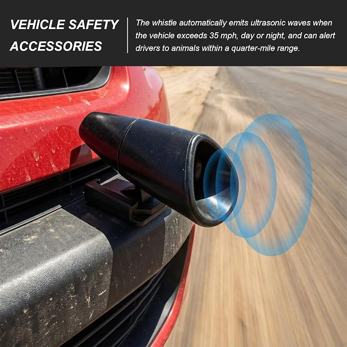 4 PCS Deer Whistles for Car, Wind Activated Deer Warning Whistle with Self-Adhesive, Waterproof Ultrasonic Animal Alert Avoid Collisions for Most Vehicles, Car Accessories (Black)
