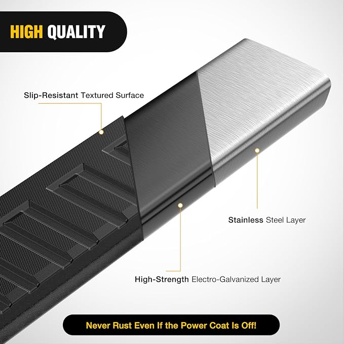 Nilight Running Boards for 2007-2018 Chevrolet Silverado GMC Sierra 1500HD 2007-2019 Chevy Silverado GMC Sierra 2500HD 3500HD Regular Standard Single Cab 6 Inch Side Step Nerf Bars Black