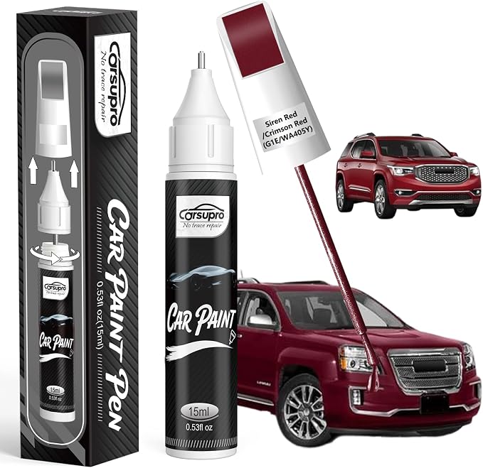 Siren Red/Crimson Red(G1E/WA405Y) for GMC Touch Up Paint Pen, 2 in 1 Car Scratch Remover with Pen Tip and Brush, Precise Color Match for Car Paint Scratch Repair, Quickly and Easily Fix Chips and Nicks
