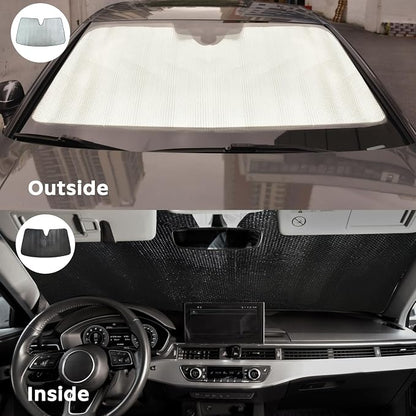 Car Windshield Sun Shade for Chevrolet Express 1996-2025 2026 Front Window Sunshade Sun Visor Protection Cover Accessories -5-Layer Bubble Foldable Thicken Blocks Heat & UV Rays Keep Car Cooler