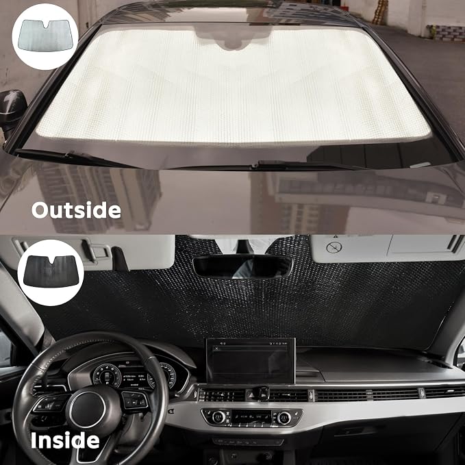 Car Windshield Sun Shade for Hyundai Kona 2018-2023 Front Window Sunshade Sun Visor Protection Cover Accessories -5-Layer Bubble Foldable Thicken Blocks Heat & UV Rays Keep Car Cooler