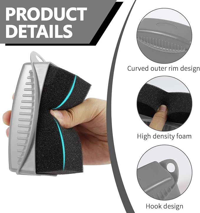 2PCS Tire Dressing Applicator, Car Tire Applicator Dressing Shine Sponge, Reusable Tire Dressing Applicator Pads with Lid, Wheel Applicator Foam for Car Detailing Cleaning (Gray)