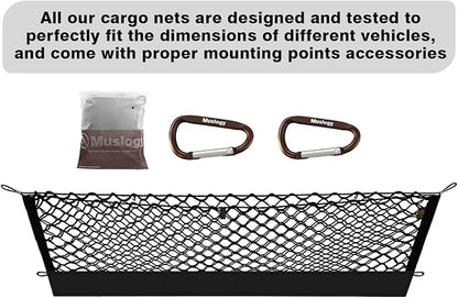 Muslogy Truck Bed Cargo Net Trunk Netting Compatible with 2018-2024 Chevy Equinox | GMC Terrain Accessories, Pickup Cargo Organizer SUV Sedan Storage Net w/Heavy Duty Carabiners