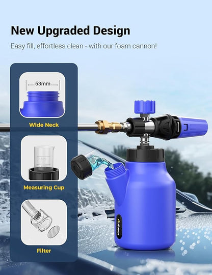 AUTOWN Foam Cannon for Pressure Washer, Foam Sprayer with 1/4 Inch Quick Connector for Safe Washing Car, Car Car Wash Foam Sprayer, Wide Neck, Adjustable Nozzle &1L Bottle