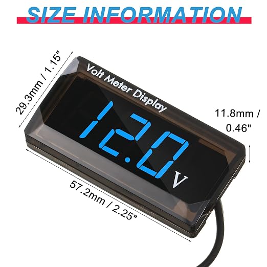2 Pieces DC 4 to 28V Car Digital Voltmeter 12V Voltage Meter Car Audio Gauge LED Display 12V Waterproof Voltage Gauge Meter for Motorcycle(Blue Light)