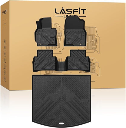 LASFIT Floor Mats & Cargo Trunk Mat for Mazda CX5 2013-2016 (Not fit Models Produced After 2016.5) Custom Fit TPE All Weather Full Set Automotive Car Liners Accessories, Black