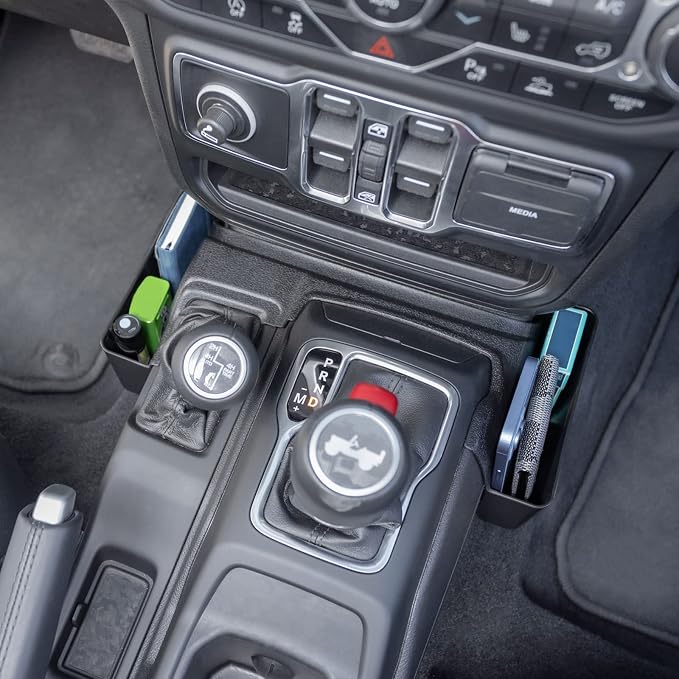 Center Console Gear Shift Organizer Tray Compatible with Jeep Wrangler JL/JLU 2018-2023 2024 2025 2026 and Jeep Gladiator JT Truck 2020-2023 2024 2025 2026 Storage Box Accessories (Not for JK/JKU)