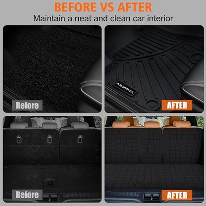 All Weather Car Floor Mats Cargo Liner with Backrest Mat for 2025 Ford Expedition Max 8 Seats (2 Row Bench Seat), TPE Rubber Liners Full Set Automotive Mats for 2025 Expedition Max Accessories