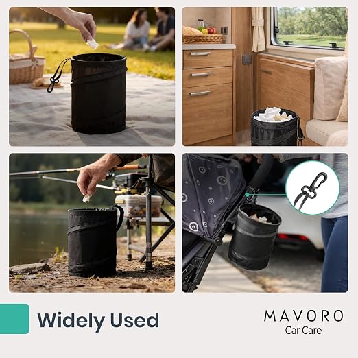 Mavoro 2 Pack, 1 Gallon Car Trash Can | Waterproof Collapsible Pop-Up Car Bin (2 Pack, 1 gal)