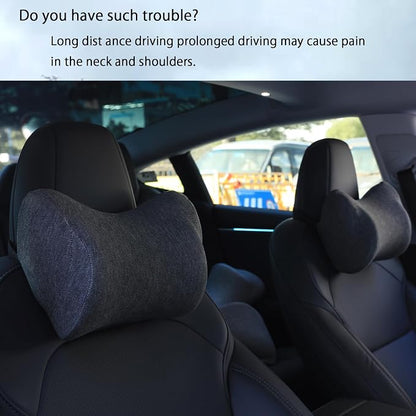 Car Neck Pillow, Car Headrest Pillow with Adjustable Strap for Neck Pain Relief 100% Memory Foam,Ergonomic Design，2 Pack
