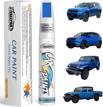 Hydro Blue/Laser Blue Pearl(PBJ/MBJ) Touch Up Paint for Jeep, Car Paint Scratch Repair Remover Pen Color Exact Match, Quick and Easy Fix Automotive Chips and Nicks Scuff