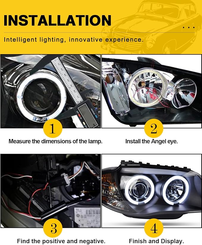 Qasim 1-Pair White 70MM 60SMD COB LED Halo Ring Angel Eyes Car LED Fog Light DRL with lampshade Cover 12V 24V DC