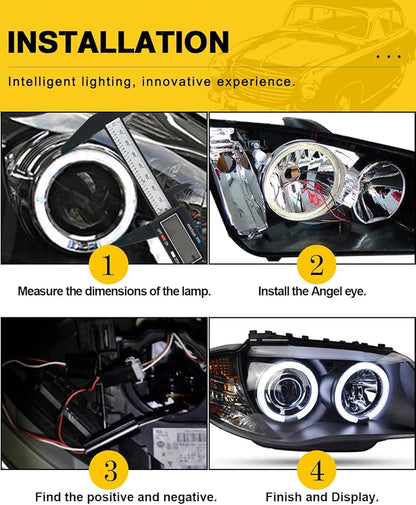 Qasim 1-Pair White 70MM 60SMD COB LED Halo Ring Angel Eyes Car LED Fog Light DRL with lampshade Cover 12V 24V DC