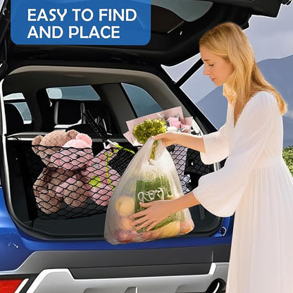 Envelope Style Cargo Net for 2019-2024 Subaru Forester Accessories, Rear Trunk SUV Mesh Cargo Net, Upgraded 5mm Bungee & Double-Layer Nylon Storage Tailgate Netting Grocery&Tools Holder Organizer