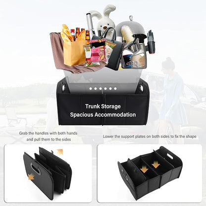 Large Capacity Trunk Organizer for Car,Foldable Multi-Compartment SUV Trunk Organizer for Storaging Tools Toys Foods,Universal Oxford Cloth Car Organizers and Storage