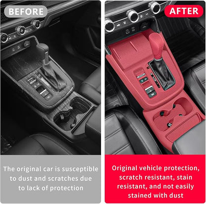 Temmis Center Console Silicone Organizer with Cup Holder for Honda CRV 2023-2026, Full-Wrap Center Consel Electrostatic adsorption Cover for Honda CRV-Red