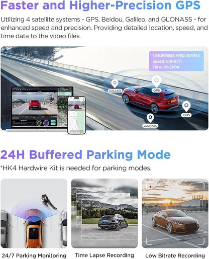 VIOFO A229 Pro 4K HDR Dash Cam, Dual STARVIS 2 IMX678 IMX675, 4K+2K Front and Rear Car Camera, 2 Channel with HDR, Voice Control, 5GHz WiFi GPS, Night Vision 2.0, 24H Parking Mode