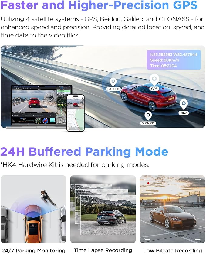 VIOFO A229 Pro 3 Channel 4K HDR Dash Cam, Dual STARVIS 2 Sensors IMX678 & IMX675, 4K+2K+1080P Front Inside and Rear Triple Car Camera, 5GHz WiFi GPS, Voice Control, 24H Parking Mode