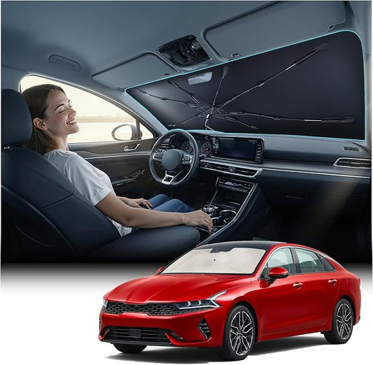 Nmoiss [Vinyl Coating Heat Shield] Windshield Sun Shade Umbrella for KIA K5 2021-2026 Accessories, Protect Car from Sun Rays & Heat Damage Keep Cool and Protect Interior