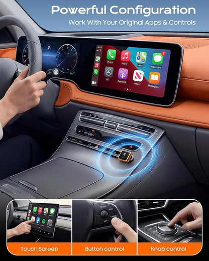 Wireless CarPlay Adapter for iPhone Only, with USB-C | Zero-Latency Auto-Connect GPS, Easy Wired-to-Wireless Conversion for Apple CarPlay, Works with Factory Wired CarPlay, Orange