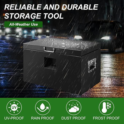 24" Truck Tool Box,Heacy Duty Metal Storage Organizer with Strong locking tongue,Trailer Tongue Box with Safe Hinge, for Truck,Pickup,RV,Garage,Best gift for family and friend,Black Power Coating