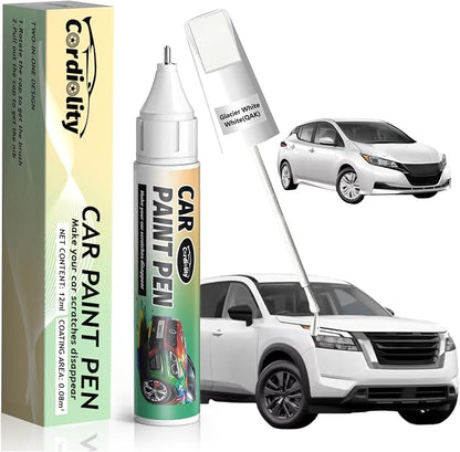 QAK Glacier White/White Touch Up Paint for Nissan, Color Accurate Car Paint Scratch Repair Pen, Quick & Easy Fix Automotive Chips and Nicks