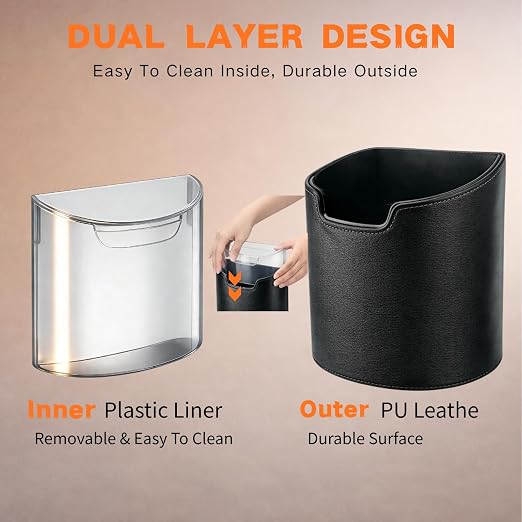Car Trash Can Leakproof Garbage Can for Car Hanging Back Seat PU Leather Vehicle Trash Bin Removable Liner for Travel Road Trip