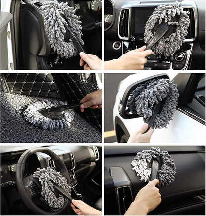 MoKo 2 Pack Microfiber Car Dash Duster, Super Soft No-Scratch Interior Detail Brush for Dashboard, Air Vents & Center Console, Washable Reusable Cleaning Tool, Gray