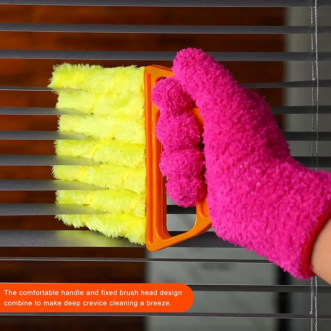 4 PCS Blind Cleaner Duster Tool, 7 Finger Handheld Window Shutters Duster with 3 Arm Cleaner Brush, Washable Mini Blinds Dust Cleaning Tools for Car Air Conditioner Vent