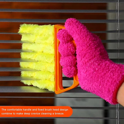 2 PCS Blind Cleaner Duster Tool, 7 Finger Handheld Duster Window Shutters Dusting Cleaner Brush, Washable Mini Blinds Dust Cleaning Tools for Car Air Conditioner Vent (Orange+Yellow)