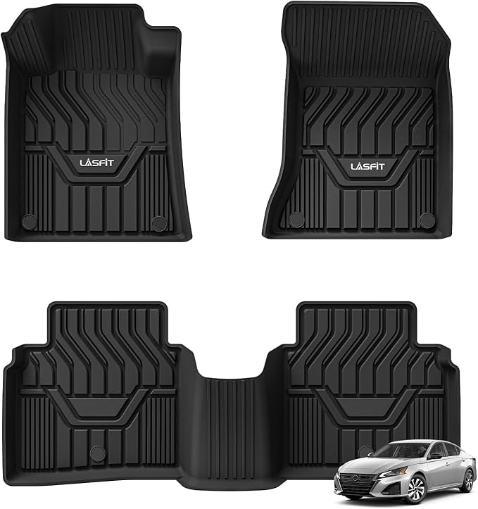 LASFIT Floor Mats for Nissan Altima 2026 2025 2024 2023 2022 2021 2020 2019, Custom Fit All Weather Durable TPE Floor Liners for 2019-2026 Altima S/SL/SR/SV/Platinum 1st & 2nd Row Car Mats,Black