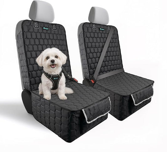 Meginc 2 Pack Front Seat Covers for Dogs, 600D Waterproof Dog Car Seat Covers with Side Flaps Non Slip Scratch Proof, Captain Chair Car Seat Protector Cover for Pets & Daily Use, Fits Cars SUV Trucks
