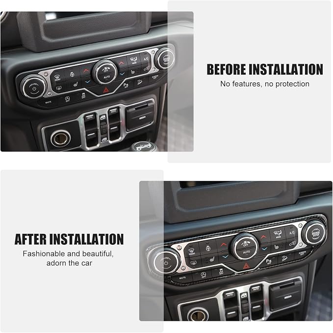 RT-TCZ Air Conditioning Dashboard Center Console Control Trim Panel Cover Interior Accessories Decoration Trim Kit for 2018-2022 Jeep Wrangler JL JLU & Jeep Gladiator JT (Carbon Fiber Grain)