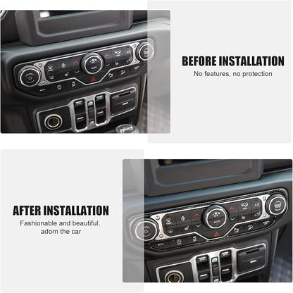 RT-TCZ Air Conditioning Dashboard Center Console Control Trim Panel Cover Interior Accessories Decoration Trim Kit for 2018-2022 Jeep Wrangler JL JLU & Jeep Gladiator JT (Carbon Fiber Grain)