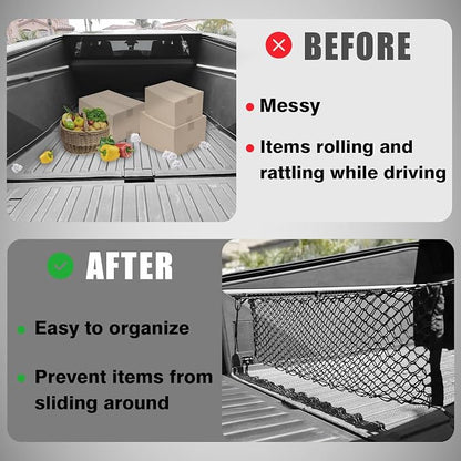 BestEvMod Cargo Mesh Net for Pickup Truck Bed Fit for Tesla Cybertruck 2026 2025 2024 Accessories Mesh Extra Strong Hook Stretchable Trunk Organizer Cargo Net(Stand Envelope Net, Reinforced POM Hooks)
