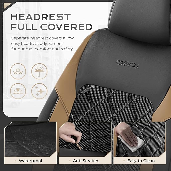 Coverado Car Seat Covers, Seat Covers Full Set, 5 Seats Automotive Seat Cover, Mesh Breathable Seat Protectors, Universal Fit for Most Cars
