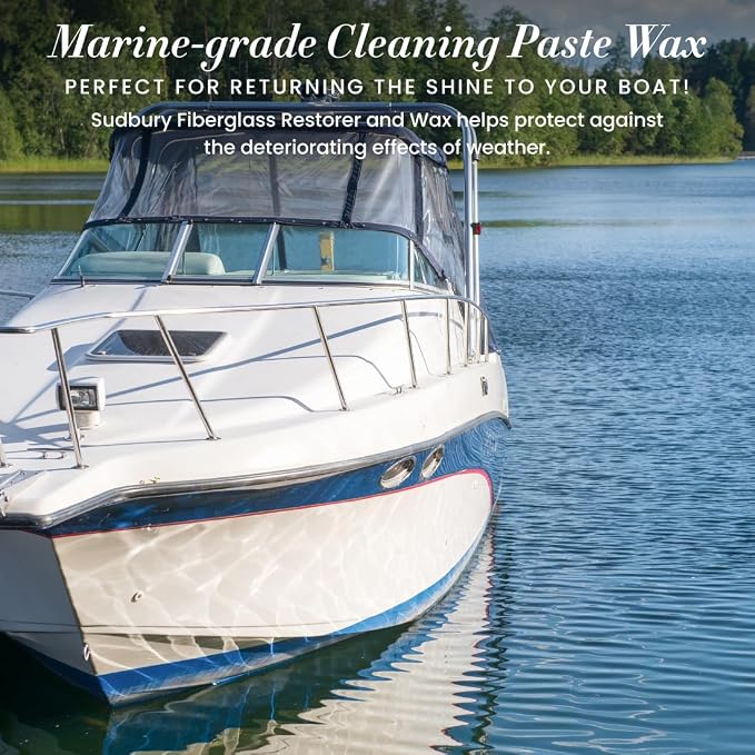 Sudbury Fiberglass Restorer and Wax, Boat Cleaning Paste Wax, Boat Cleaner, Essential Boat Accessories, Paste, 11 oz.