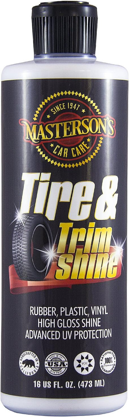 MASTERSON'S CAR CARE MCC_104_16 Tire & Trim Shine - High Gloss Protectant for Rubber Plastic Vinyl - Dry-to-The-Touch Non-Greasy - UV Solar Protection Against Cracking and Fading (16 oz.)