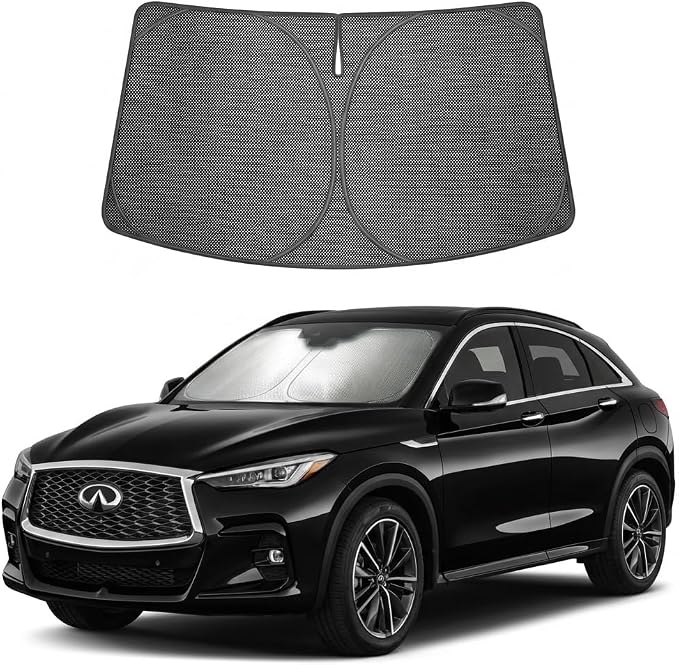 Proadsy Windshield Sun Shade Custom Fit Infiniti QX50 QX55 2019-2026 Ice Crystal Black Front Window Sunshade UV and Heat Blocker Foldable Visor Keeps Car Cooler for Summer Parking and Daily Use