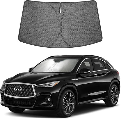 Proadsy Windshield Sun Shade Custom Fit Infiniti QX50 QX55 2019-2026 Ice Crystal Black Front Window Sunshade UV and Heat Blocker Foldable Visor Keeps Car Cooler for Summer Parking and Daily Use