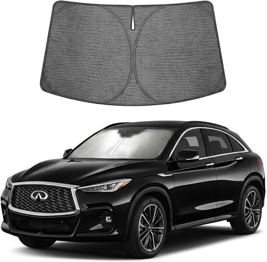 Proadsy Windshield Sun Shade Custom Fit Infiniti QX50 QX55 2019-2026 Ice Crystal Black Front Window Sunshade UV and Heat Blocker Foldable Visor Keeps Car Cooler for Summer Parking and Daily Use