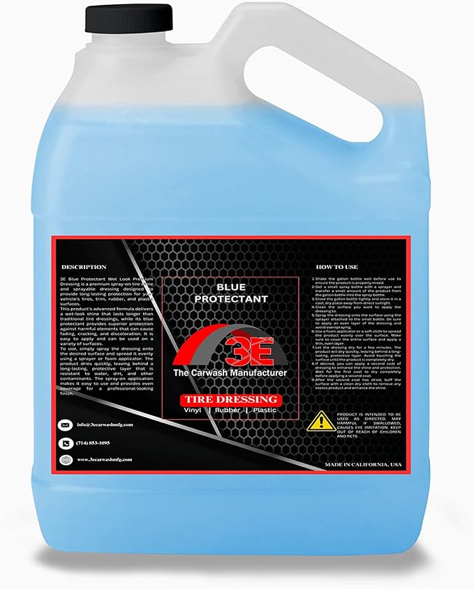 Blue Protectant Premium Spray-on Tire Shine, High Tire Shine Sprayable Dressing and Protectant For Tires, Trim, Rubber and Plastic, Long Lasting Premium Dressing 1 Gallon (128 oz)