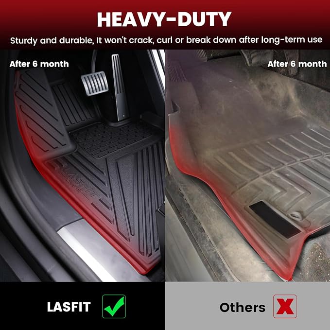 LASFIT Premium Extra Thick Floor Mats & Bed Mat for Tesla Cybertruck 2023-2026 Custom Fit TPE All Weather 1st & 2nd Row Car Accessories Full Set Front Rear Cargo Trunk Liners, 6PCS Black