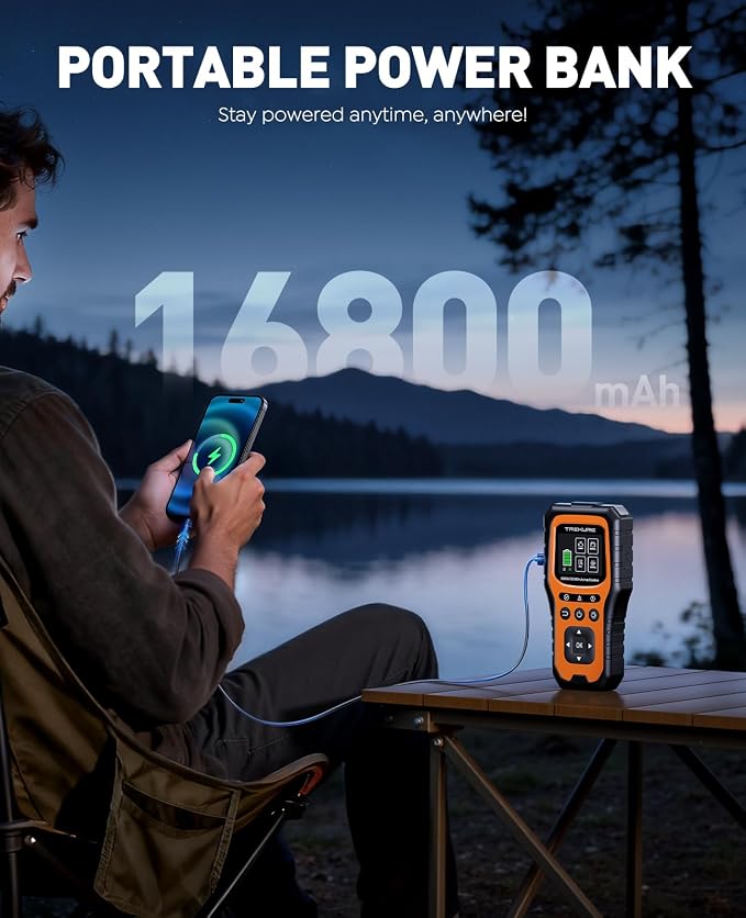 Car Battery Jump Starter with OBD2 Scanner 5000A, Car Battery Jumper Starter Portable (All Gas/10L Diesel), 12V Jump Box Jumper Cables, Code Reader for Check Engine Light, Diagnostic Tool